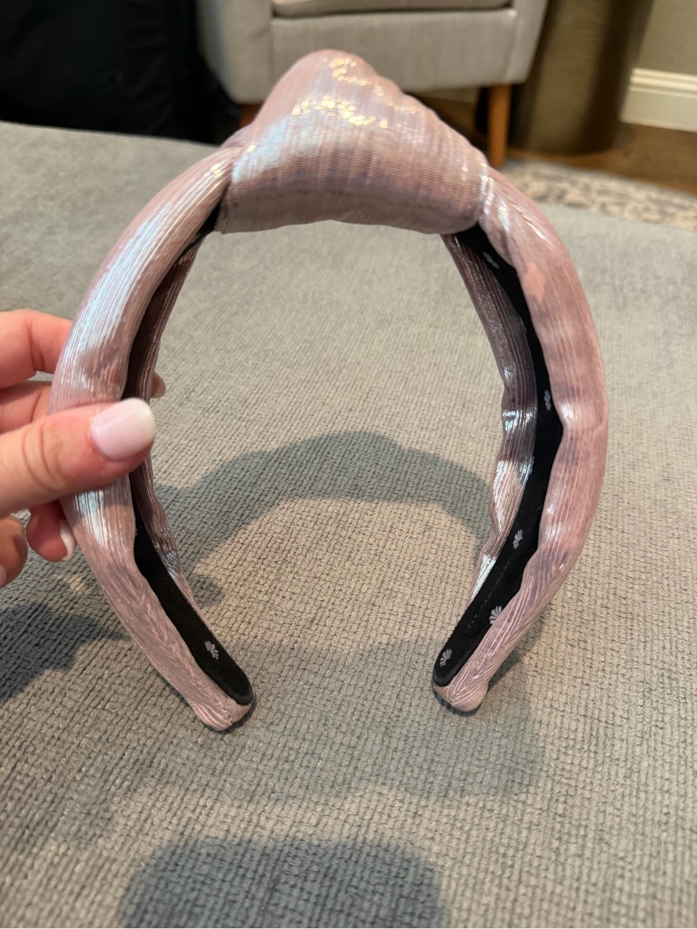 Lele Sadoughi Satin Knotted Headband in Blush Pink